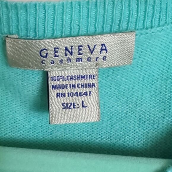 Geneva Cashmere Sweater Size L Aqua - Picture 3 of 4